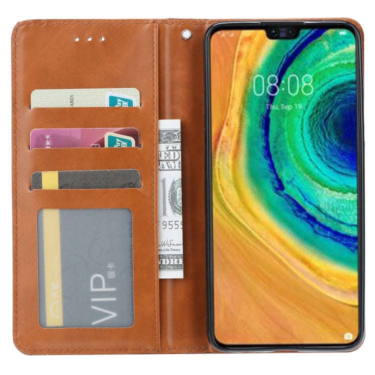 For Huawei Mate 30 Knead Skin Texture Horizontal Flip Leather Case with Photo Frame & Holder & Ca...