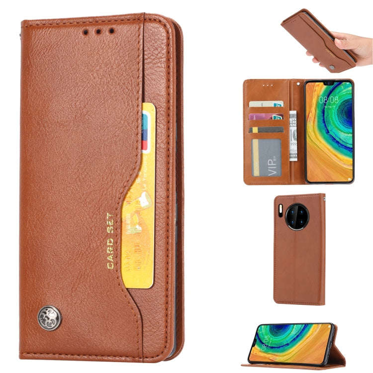 For Huawei Mate 30 Knead Skin Texture Horizontal Flip Leather Case with Photo Frame & Holder & Ca...