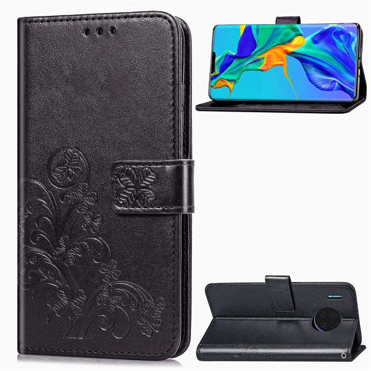 For Huawei Mate 30 Pro Four-leaf Clasp Embossed Buckle Mobile Phone Protection Leather Case with ...