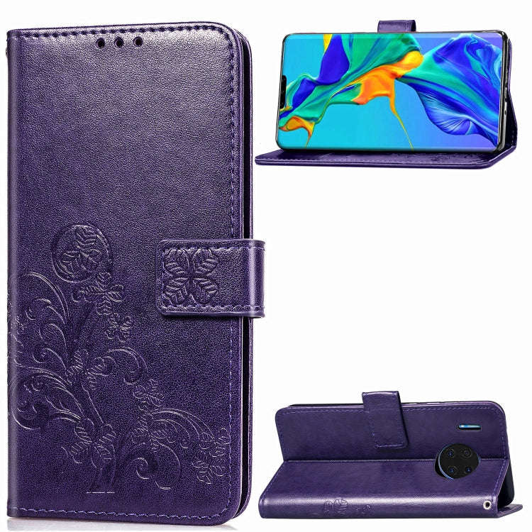 For Huawei Mate 30 Pro Four-leaf Clasp Embossed Buckle Mobile Phone Protection Leather Case with ...