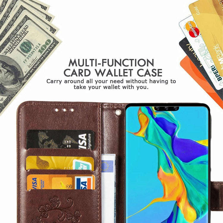 For Huawei Mate 30 Pro Four-leaf Clasp Embossed Buckle Mobile Phone Protection Leather Case with ...