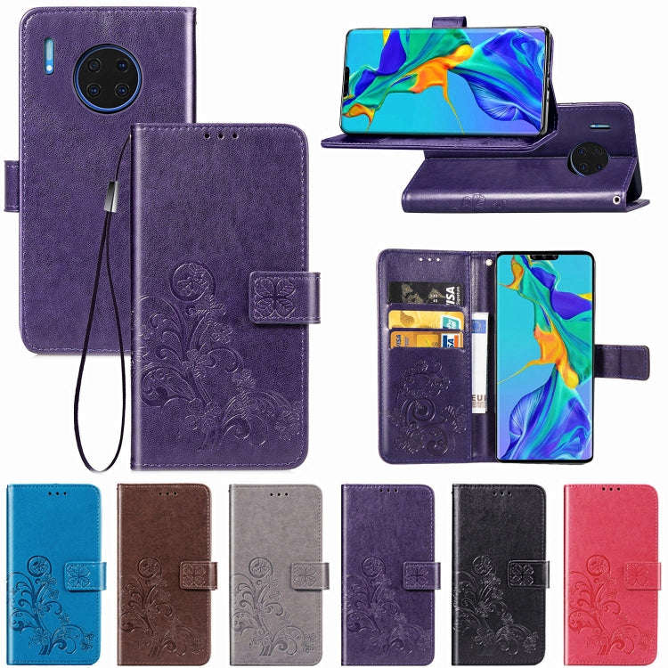 For Huawei Mate 30 Pro Four-leaf Clasp Embossed Buckle Mobile Phone Protection Leather Case with ...