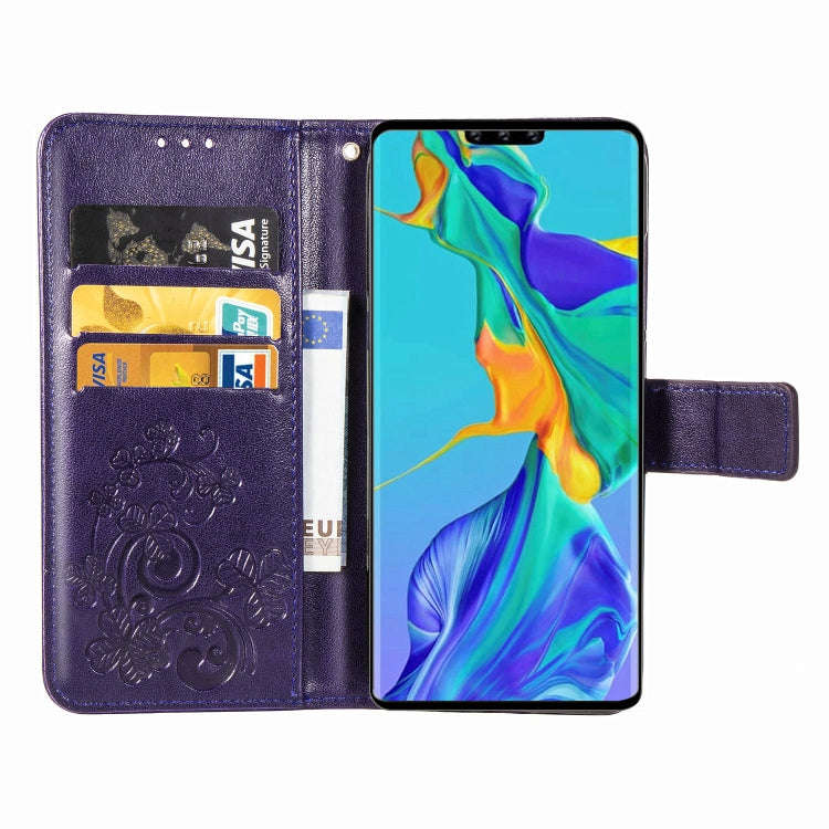 For Huawei Mate 30 Pro Four-leaf Clasp Embossed Buckle Mobile Phone Protection Leather Case with ...