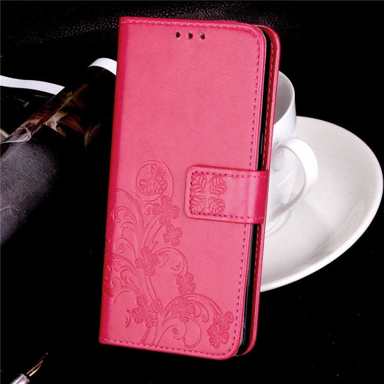 For Sony Xperia 20 Four-leaf Clasp Embossed Buckle Mobile Phone Protection Leather Case with Lany...