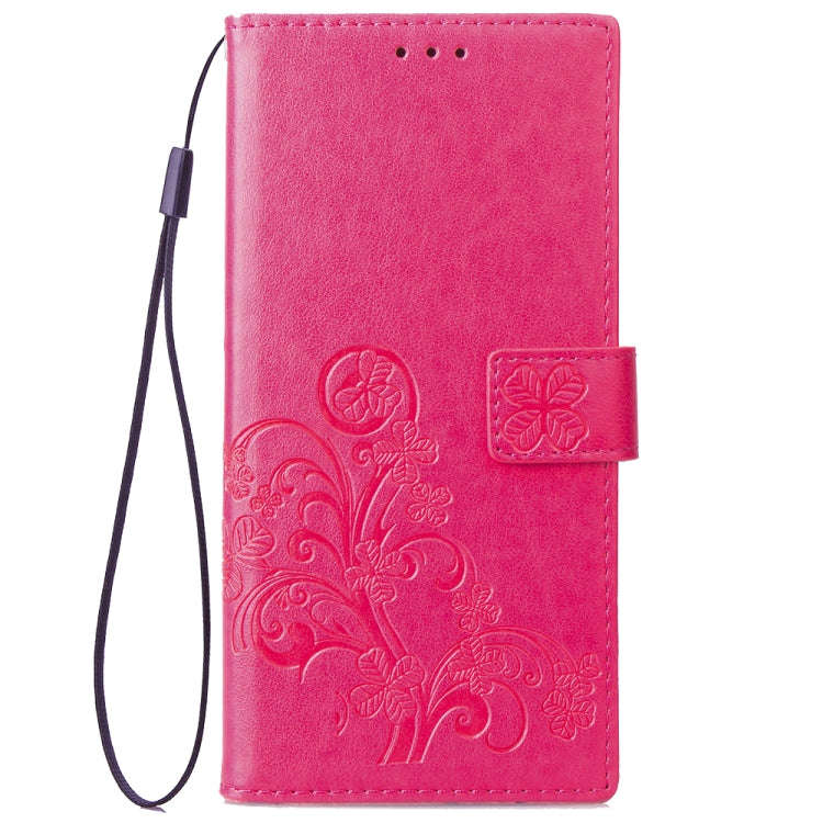 For Sony Xperia 20 Four-leaf Clasp Embossed Buckle Mobile Phone Protection Leather Case with Lany...