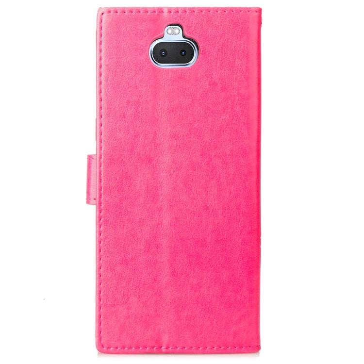 For Sony Xperia 20 Four-leaf Clasp Embossed Buckle Mobile Phone Protection Leather Case with Lany...