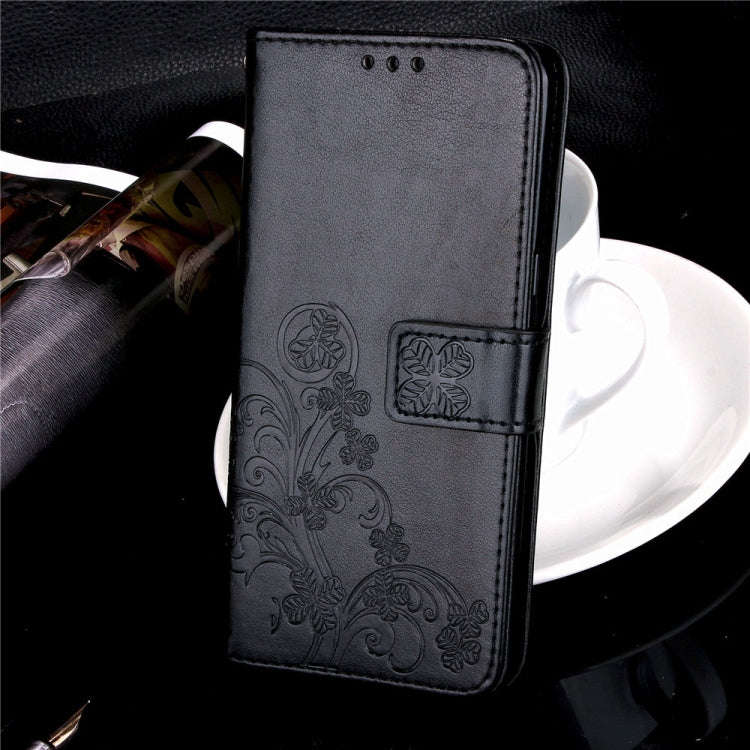 For Sony Xperia 20 Four-leaf Clasp Embossed Buckle Mobile Phone Protection Leather Case with Lany...