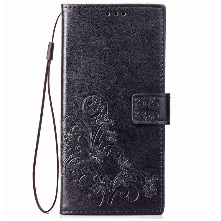 For Sony Xperia 20 Four-leaf Clasp Embossed Buckle Mobile Phone Protection Leather Case with Lany...