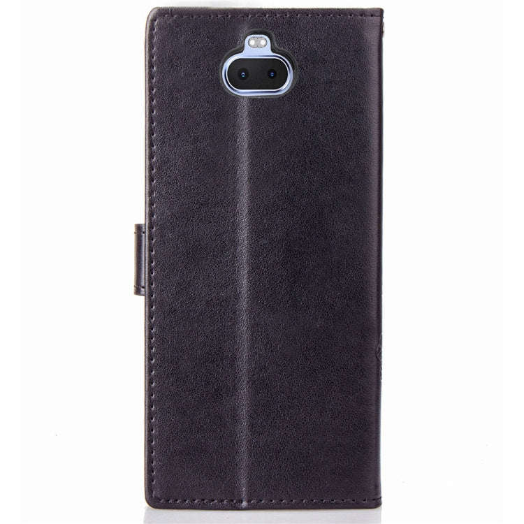 For Sony Xperia 20 Four-leaf Clasp Embossed Buckle Mobile Phone Protection Leather Case with Lany...