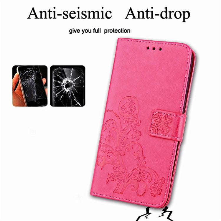 For Sony Xperia 20 Four-leaf Clasp Embossed Buckle Mobile Phone Protection Leather Case with Lany...