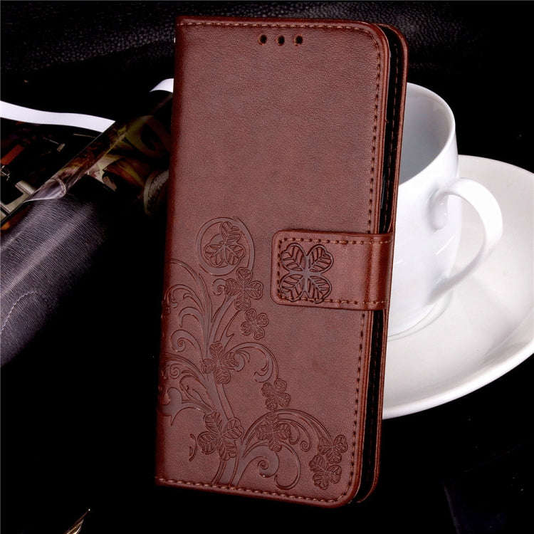 For Sony Xperia 20 Four-leaf Clasp Embossed Buckle Mobile Phone Protection Leather Case with Lany...