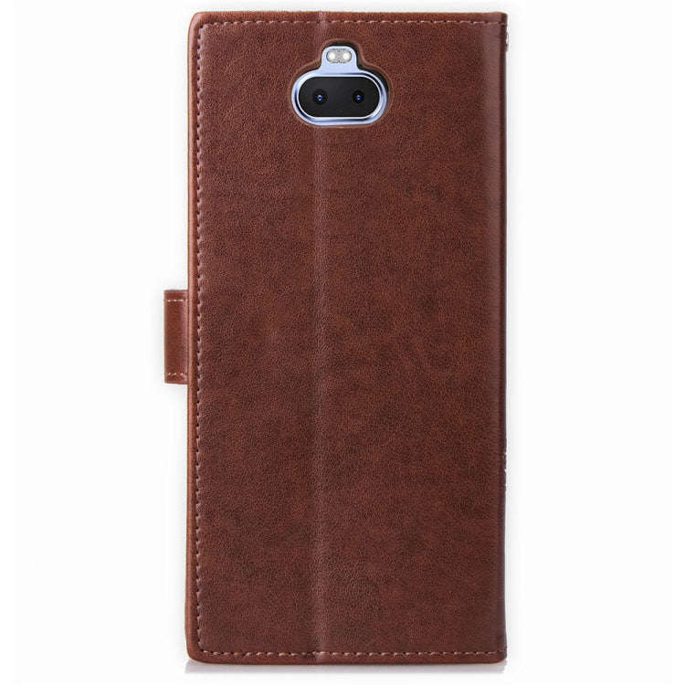 For Sony Xperia 20 Four-leaf Clasp Embossed Buckle Mobile Phone Protection Leather Case with Lany...