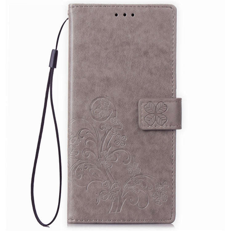 For Sony Xperia 20 Four-leaf Clasp Embossed Buckle Mobile Phone Protection Leather Case with Lany...