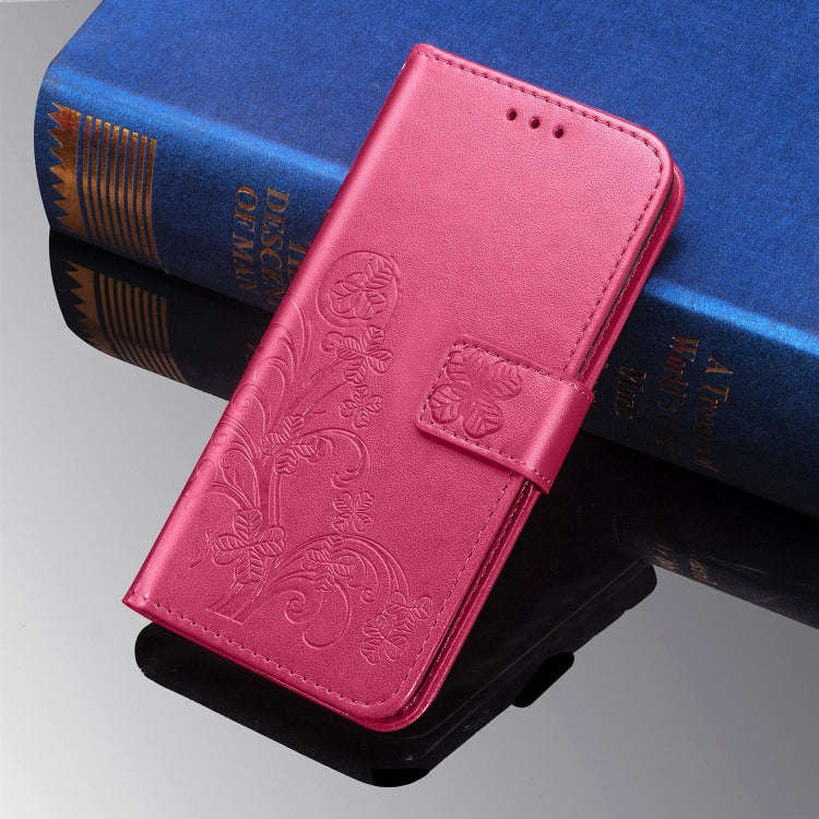 For Sony Xperia 5 Four-leaf Clasp Embossed Buckle Mobile Phone Protection Leather Case with Lanya...
