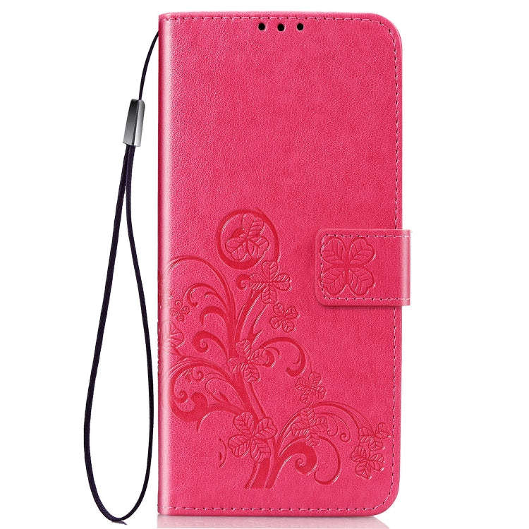 For Sony Xperia 5 Four-leaf Clasp Embossed Buckle Mobile Phone Protection Leather Case with Lanya...