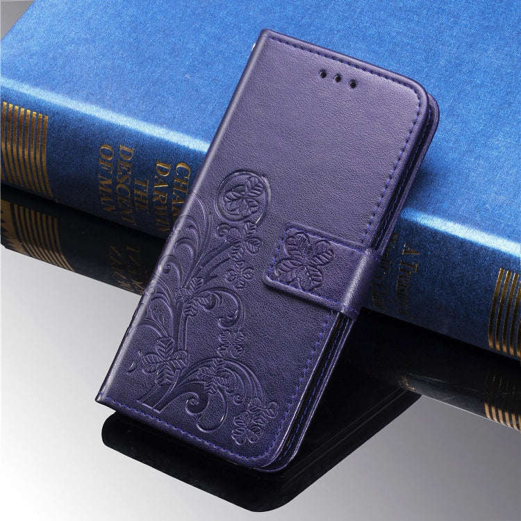 For Sony Xperia 5 Four-leaf Clasp Embossed Buckle Mobile Phone Protection Leather Case with Lanya...