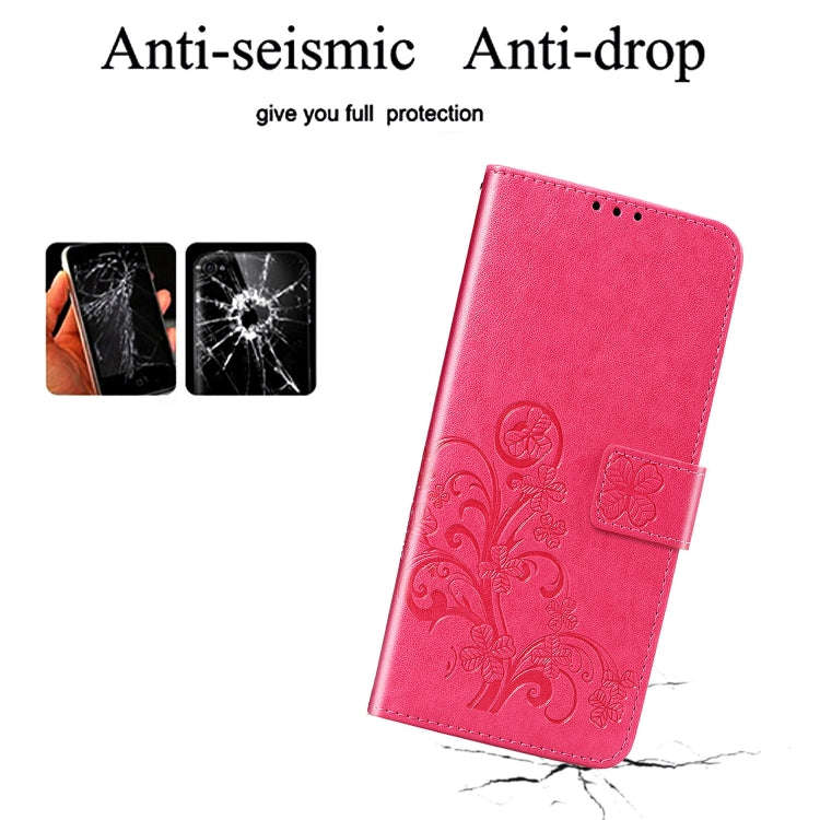 For Sony Xperia 5 Four-leaf Clasp Embossed Buckle Mobile Phone Protection Leather Case with Lanya...