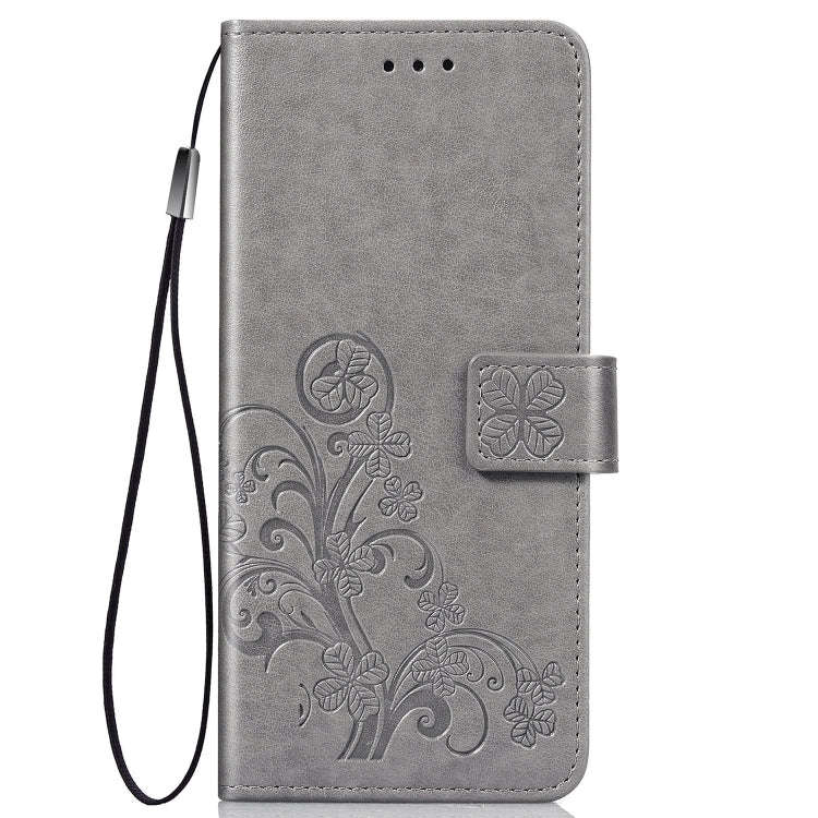 For Sony Xperia 5 Four-leaf Clasp Embossed Buckle Mobile Phone Protection Leather Case with Lanya...