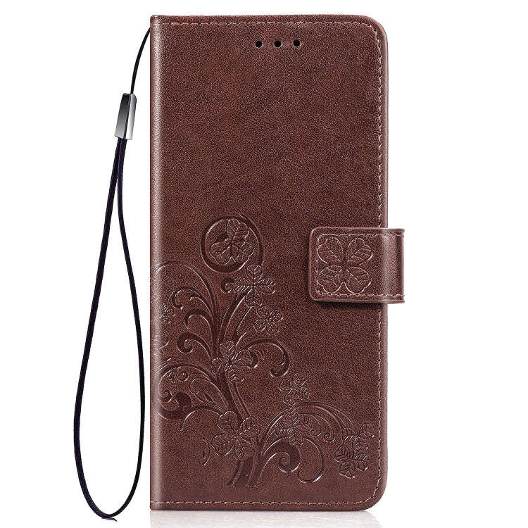 For Sony Xperia 5 Four-leaf Clasp Embossed Buckle Mobile Phone Protection Leather Case with Lanya...