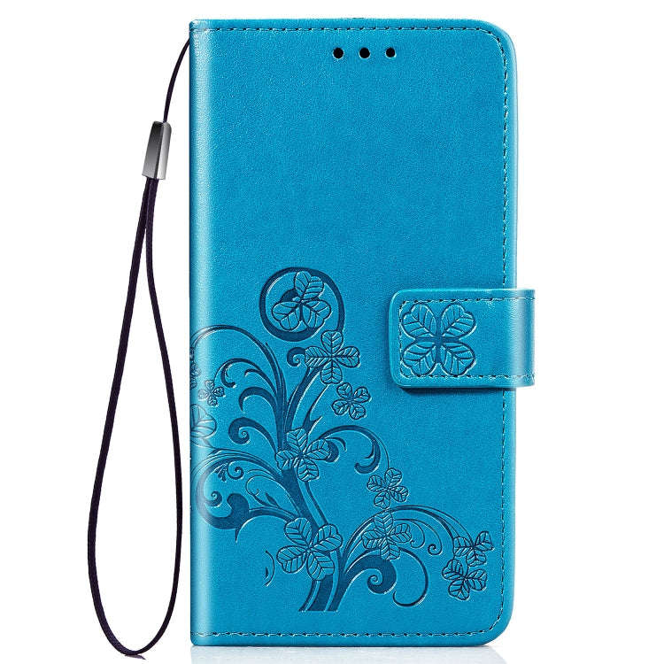 For Sony Xperia 5 Four-leaf Clasp Embossed Buckle Mobile Phone Protection Leather Case with Lanya...