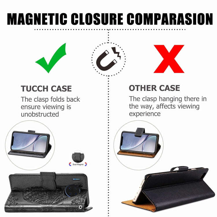 For Huawei Mate 30 Pro Butterfly Love Flower Embossed Horizontal Flip Leather Case with Bracket /...