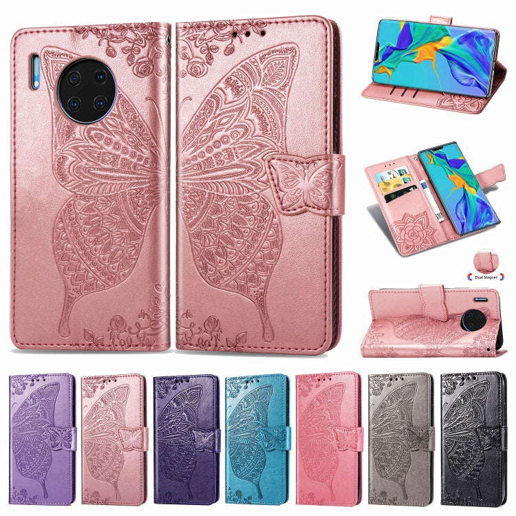For Huawei Mate 30 Pro Butterfly Love Flower Embossed Horizontal Flip Leather Case with Bracket /...