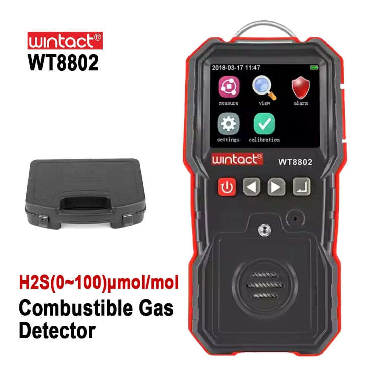 WINTACT WT8802 Hydrogen Sulfide Monitor Professional Rechargeable Gas Sensor High Sensitive Digit...
