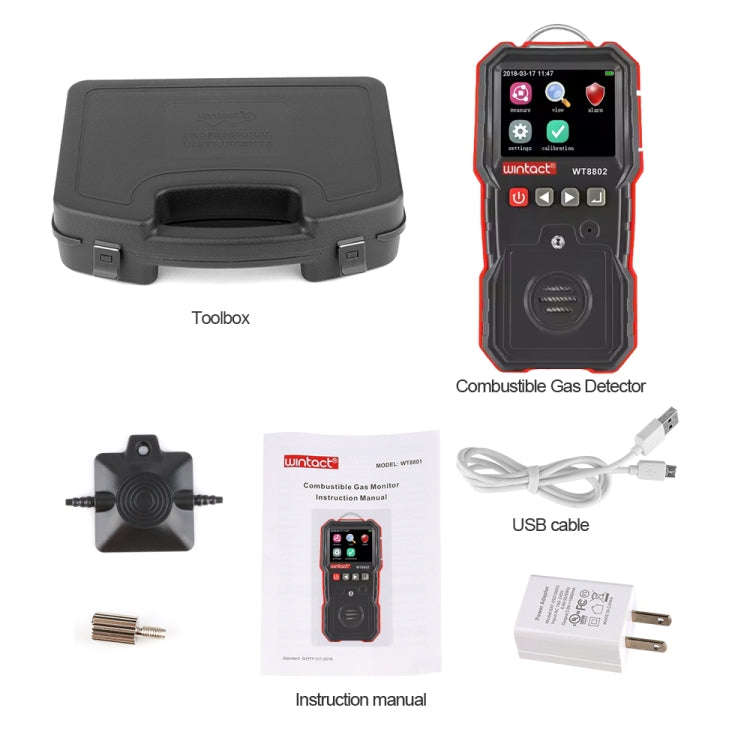 WINTACT WT8802 Hydrogen Sulfide Monitor Professional Rechargeable Gas Sensor High Sensitive Digit...