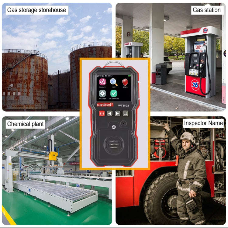 WINTACT WT8802 Hydrogen Sulfide Monitor Professional Rechargeable Gas Sensor High Sensitive Digit...