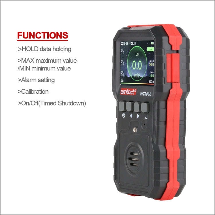 WINTACT WT8806 Carbon Monoxide Monitor Professional Rechargeable Gas Sensor High Sensitive Poison...