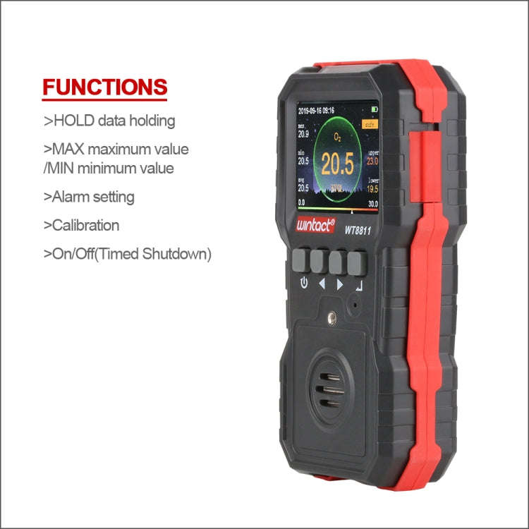 WINTACT WT8811 Compoud Gas Monitor LCD Display Rechargeable Multifunction 4 in1 Combustible O2 H2...