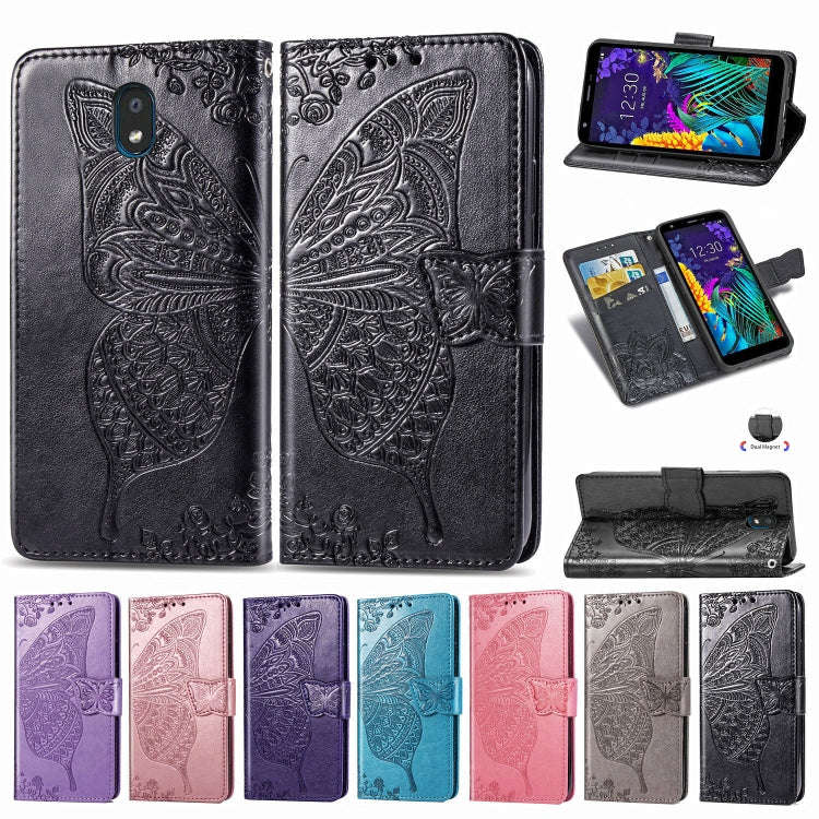 For LG K30 2019  Butterfly Love Flower Embossed Horizontal Flip Leather Case with Bracket Lanyard...