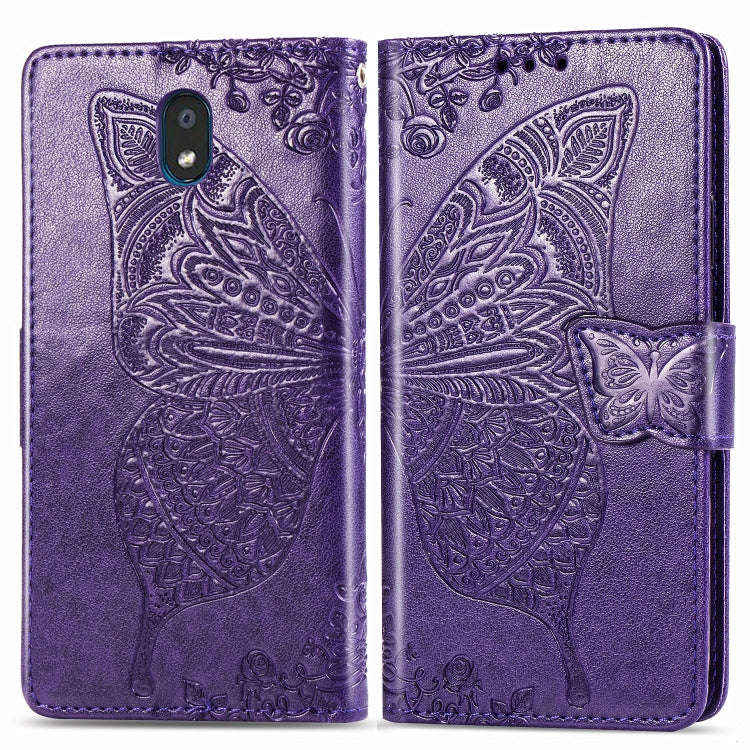 For LG K30 2019  Butterfly Love Flower Embossed Horizontal Flip Leather Case with Bracket Lanyard...
