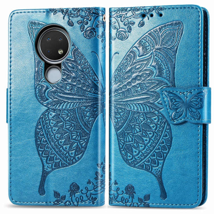 For Nokia 6.2 / 7.2 Butterfly Love Flower Embossed Horizontal Flip Leather Case with Bracket Lany...