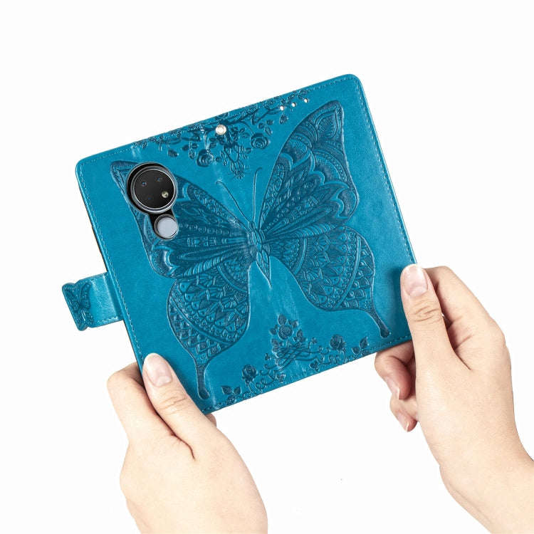 For Nokia 6.2 / 7.2 Butterfly Love Flower Embossed Horizontal Flip Leather Case with Bracket Lany...