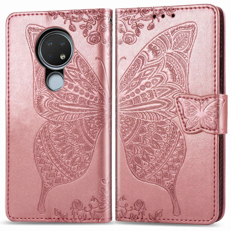 For Nokia 6.2 / 7.2 Butterfly Love Flower Embossed Horizontal Flip Leather Case with Bracket Lany...