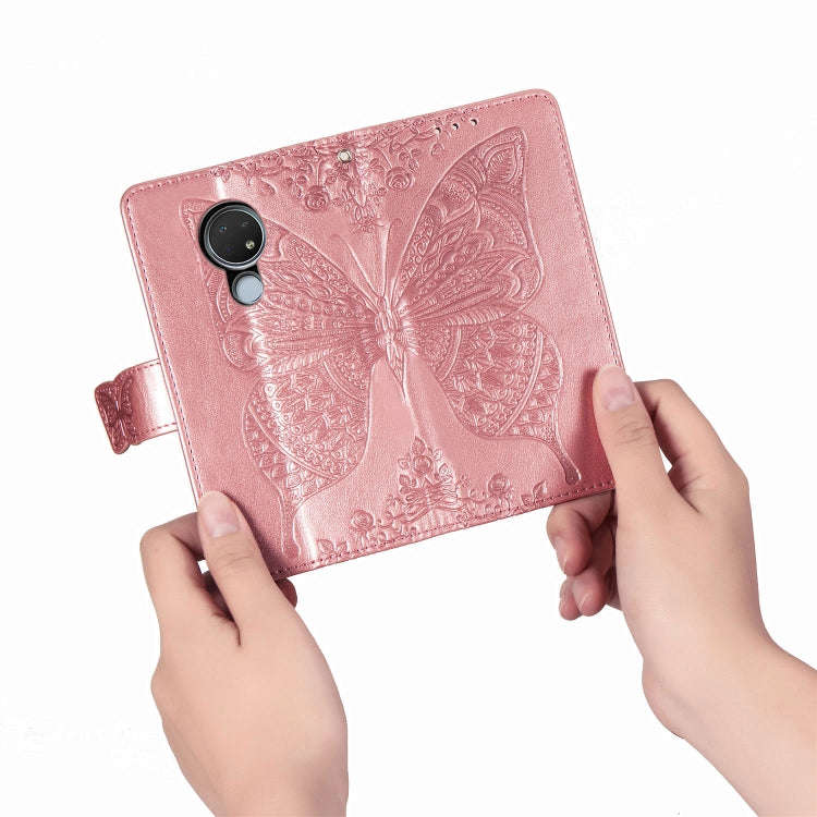 For Nokia 6.2 / 7.2 Butterfly Love Flower Embossed Horizontal Flip Leather Case with Bracket Lany...