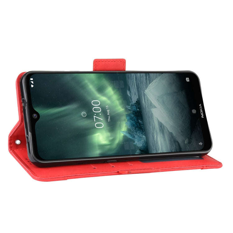For Nokia 7.2 / 6.2 Wallet Style Skin Feel Calf Pattern Leather Case with Separate Card Slot(Red)