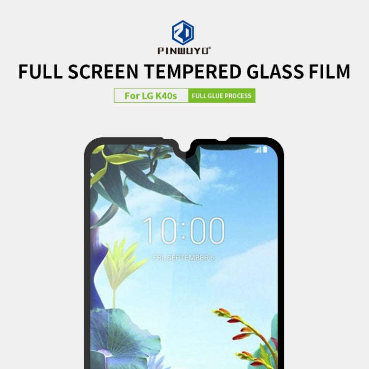 For LG K40s PINWUYO 9H 2.5D Full Screen Tempered Glass Film(Black)