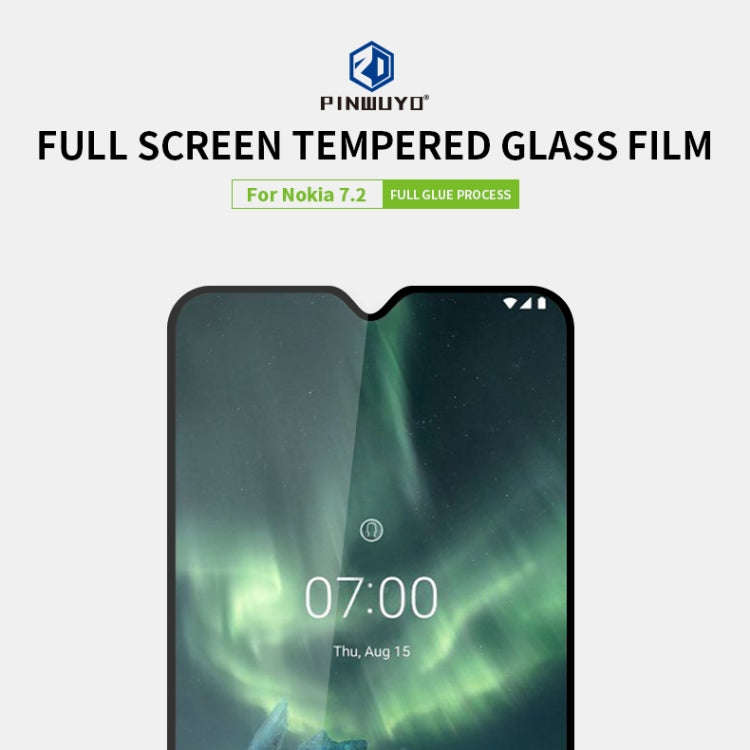 For Nokia 7.2 PINWUYO 9H 2.5D Full Screen Tempered Glass Film(Black)