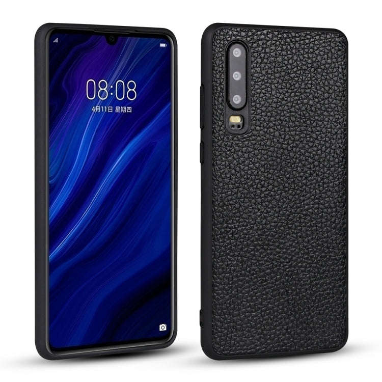 For Huawei P30 Litchi PU Leather Anti-falling TPU Protective Case(Black)