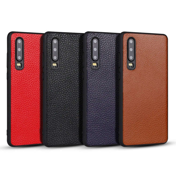 For Huawei P30 Litchi PU Leather Anti-falling TPU Protective Case(Black)