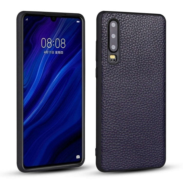 For Huawei P30 Litchi PU Leather Anti-falling TPU Protective Case(Deep blue)