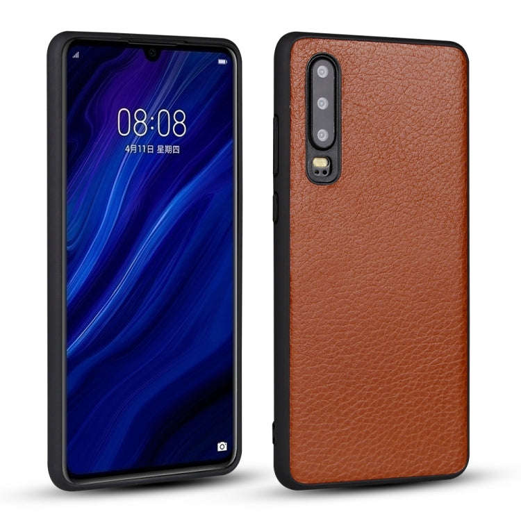 For Huawei P30 Litchi PU Leather Anti-falling TPU Protective Case(brown)