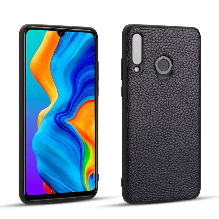 For Huawei P30 Lite Lychee Grain Cortex Anti-falling TPU Mobile Phone Shell Protective Case(Deep ...