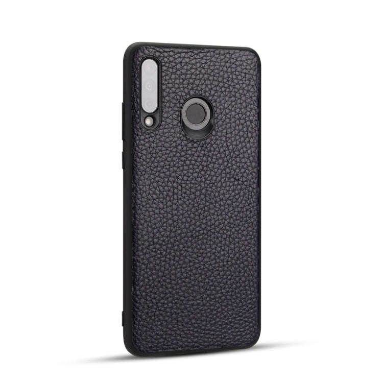 For Huawei P30 Lite Lychee Grain Cortex Anti-falling TPU Mobile Phone Shell Protective Case(Deep ...