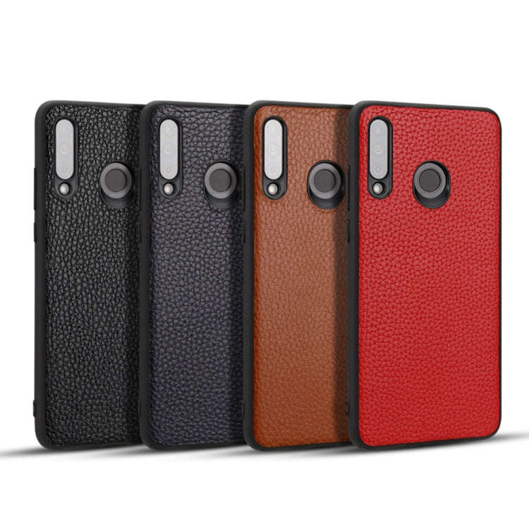 For Huawei P30 Lite Lychee Grain Cortex Anti-falling TPU Mobile Phone Shell Protective Case(Deep ...
