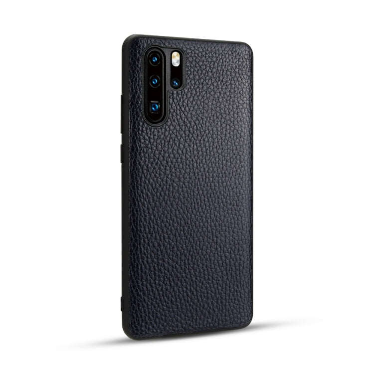 For Huawei P30 Pro Lychee Grain Cortex Anti-falling TPU Mobile Phone Shell Protective Case(Deep B...