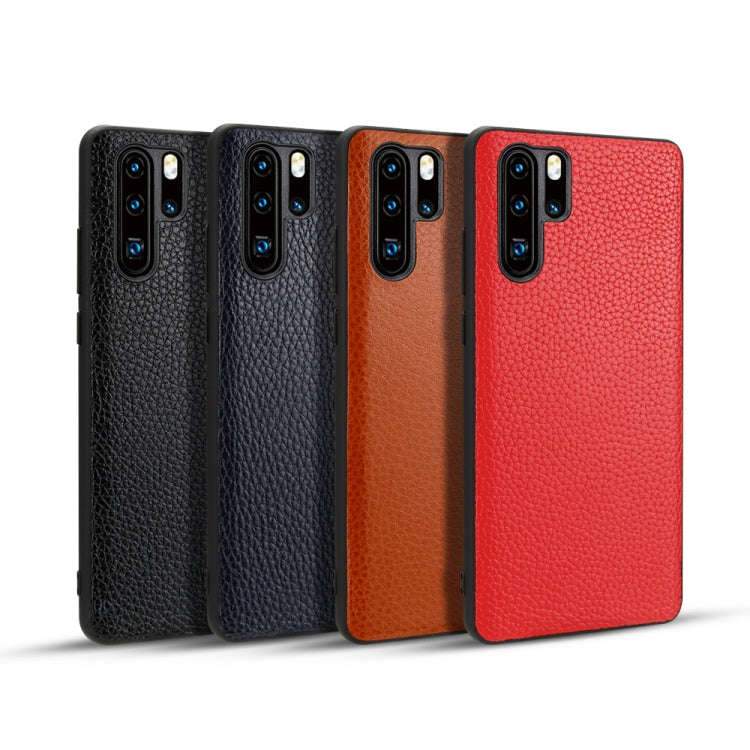 For Huawei P30 Pro Lychee Grain Cortex Anti-falling TPU Mobile Phone Shell Protective Case(Deep B...