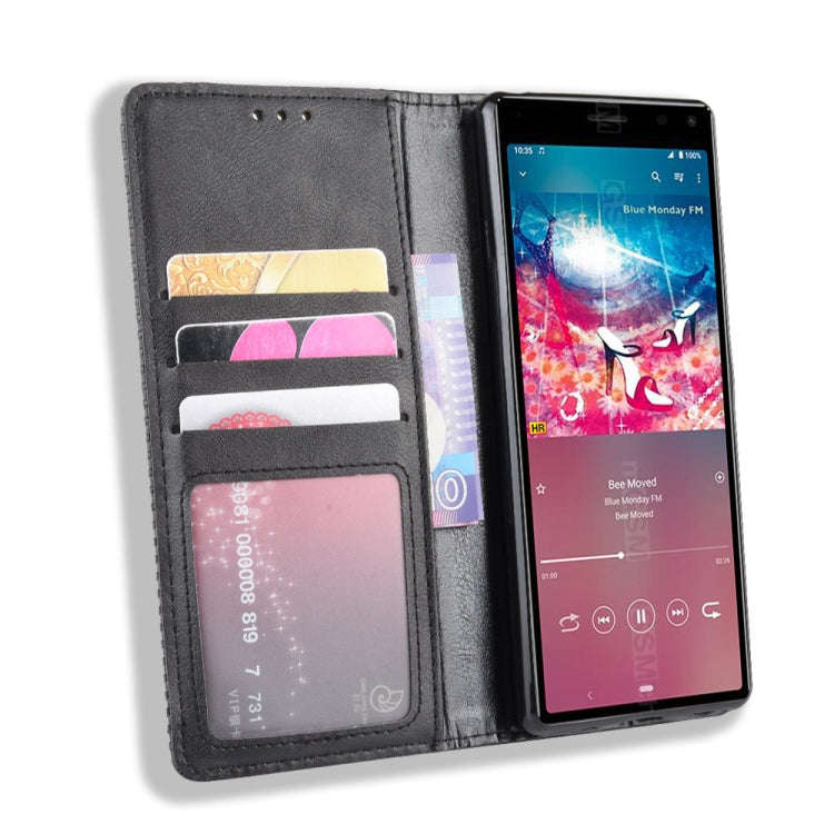 For Sony Xperia 8 Magnetic Buckle Retro Crazy Horse Texture Horizontal Flip Leather Case with Hol...